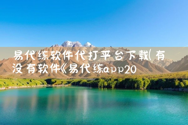 易代练软件代打平台下载