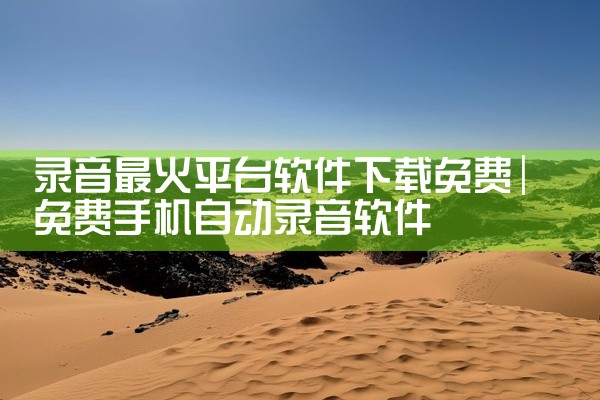 录音最火平台软件下载免费